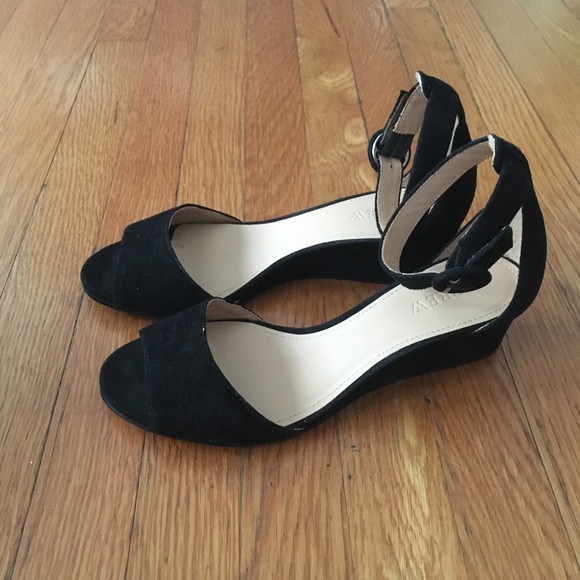J.crew Laila Wedge Suede - black - size 6.5 - Picture 1 of 5